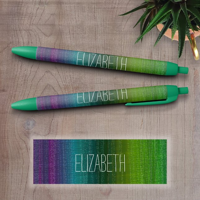 Vibrant Watercolor Abstract Stripes Custom Name Pen (Custom Pen - Personalize this writing pen with you name, monogram or other text)