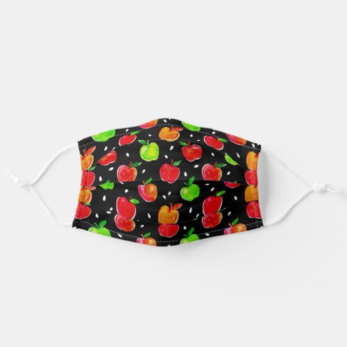 Vibrant Watercolor Apples Pattern Adult Cloth Face Mask