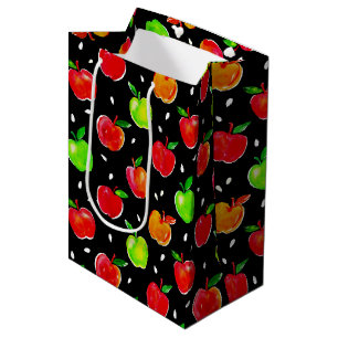 Vibrant Watercolor Apples Pattern Medium Gift Bag