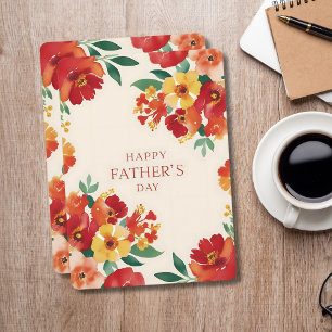 Vibrant Watercolor Blooms Happy Father's Day Card