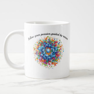 Vibrant Watercolor Blue Floral Bouquet Giant Coffee Mug