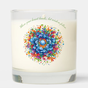 Vibrant Watercolor Blue Floral Bouquet Scented Candle