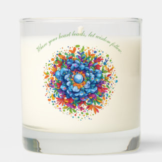 Vibrant Watercolor Blue Floral Bouquet Scented Candle