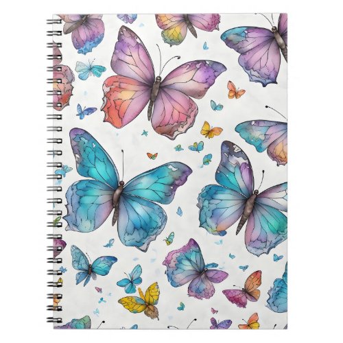 Vibrant Watercolor Butterflies Art Abstract Notebook