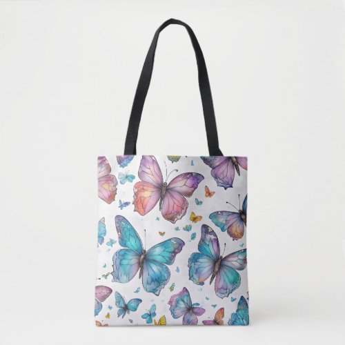 Vibrant Watercolor Butterflies Art Abstract Tote Bag
