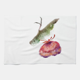Vibrant Watercolor Butterfly Botanical Aprons Kitchen Towel