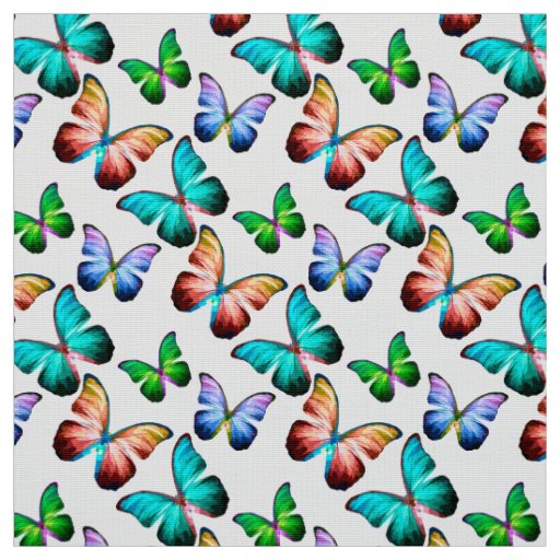 Vibrant Watercolor Butterfly Pattern Fabric