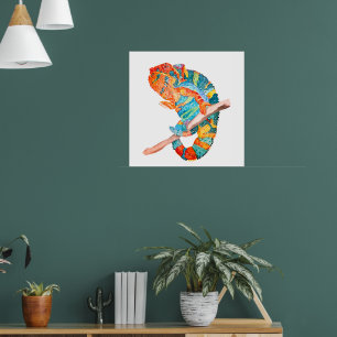 Vibrant Watercolor Chameleon Poster