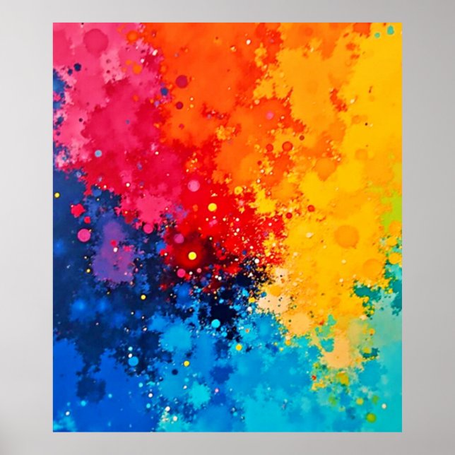 Vibrant Watercolor Chaos Art Poster (Front)