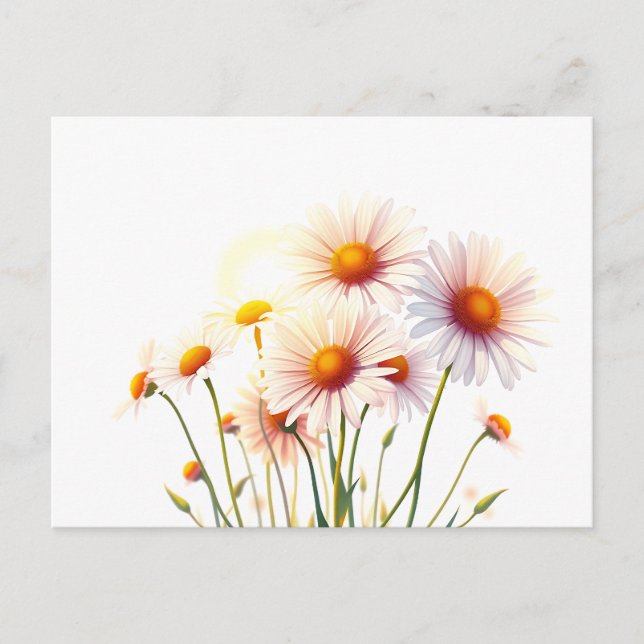 Vibrant Watercolor Daisies with Golden Hour Postcard (Front)