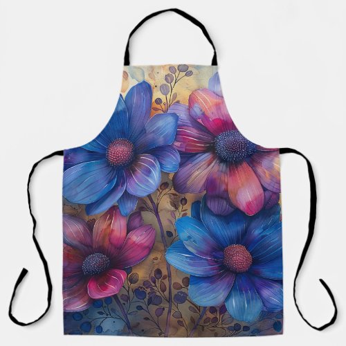 Vibrant Watercolor Floral Apron