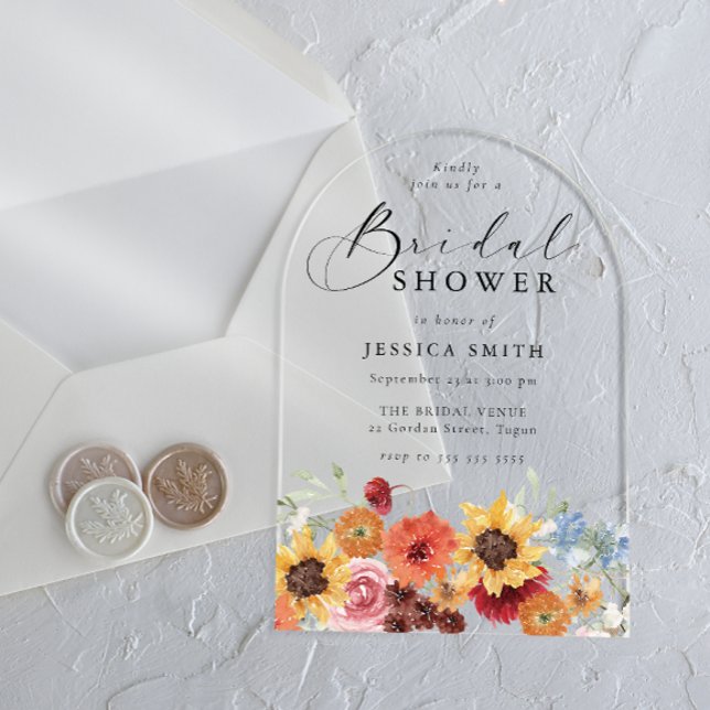 Vibrant Watercolor Floral Bridal Shower Acrylic Invitations (Creator Uploaded)