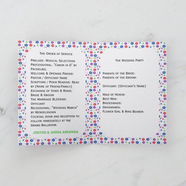 Vibrant Watercolor Floral Pattern Wildflowers Program (Inside)