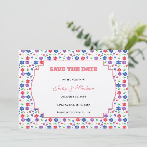 Vibrant Watercolor Floral Pattern Wildflowers Save The Date