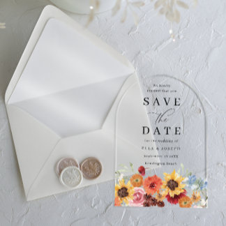 Vibrant Watercolor Floral Wedding Save The Date