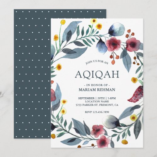 Vibrant Watercolor Floral Wreath Aqiqah