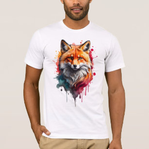 Vibrant Watercolor Fox T-Shirt – Bold and Wild