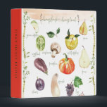 Vibrant Watercolor Fruits & Vegetables Recipe 3 Ring Binder<br><div class="desc">Cute design features a plethora of painted watercolor fruits and vegetables in vibrant colors seeped in vintage nostalgia.  Ideal gift for yourself and others for any special occasion - birthdays,  mothers day,  anniversary,  newlyweds,  and so much more.</div>