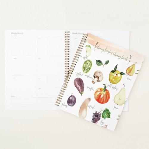 Vibrant Watercolor Fruits  Vegetables Recipe  Planner