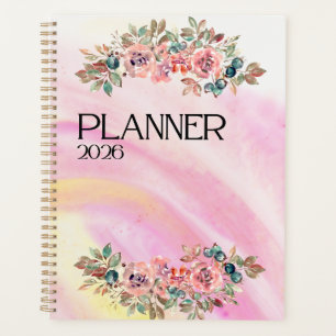 Vibrant Watercolor Gradient & Floral Bouquet Planner