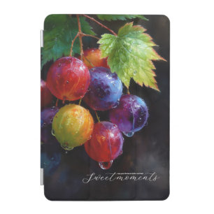 Vibrant Watercolor Grapes and Dew Drops iPad Mini Cover
