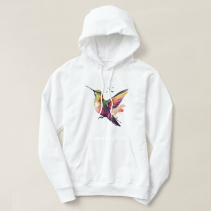 Vibrant Watercolor Hummingbird Illustration Hoodie