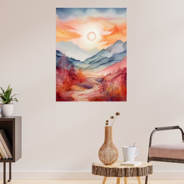 Vibrant Watercolor Landscape Fine Art Poster Print (Living Room 3)