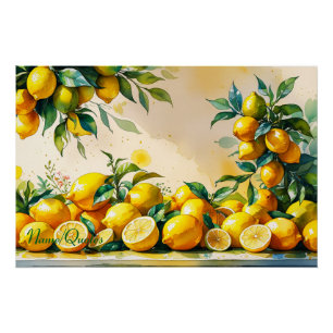 Vibrant Watercolor Lemon Harvest Poster