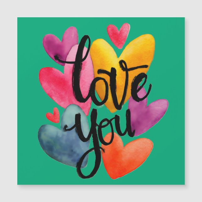 Vibrant Watercolor Love: Hand-Lettered "Love You"  (Front)