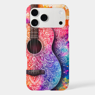 Vibrant Watercolor Mandala Acoustic Guitar iPhone 17 Pro Max Case