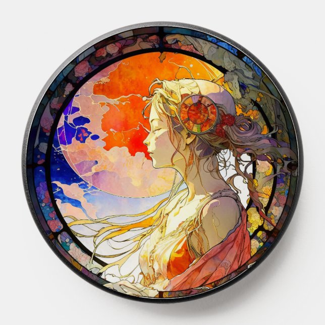 Vibrant Watercolor of Girl Phone Grip (Popsocket)