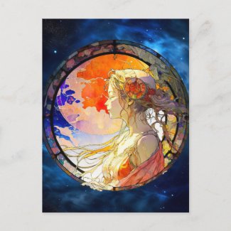 Vibrant Watercolor of Girl Postcard