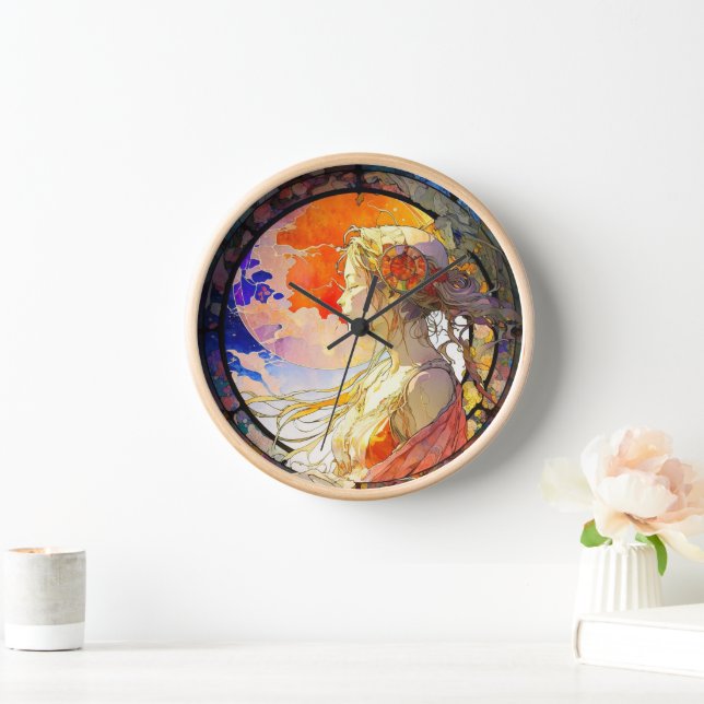 Vibrant Watercolor of Girl Wall Clock (Home)