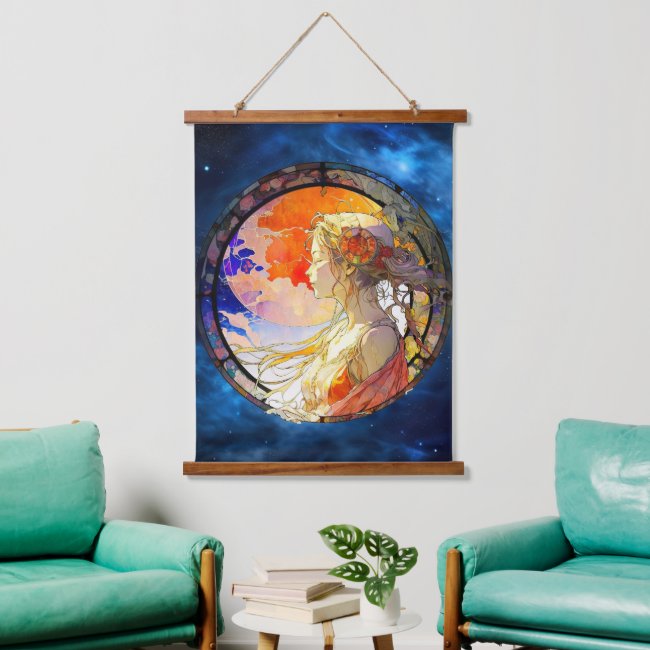Vibrant Watercolor of Girl Wall Tapestry