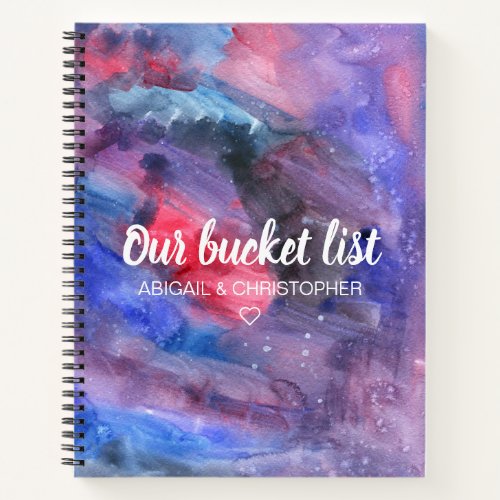 Vibrant Watercolor Our Bucket List Couple Keepsake Notebook