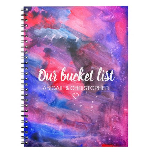 Vibrant Watercolor Our Bucket List Couple Keepsake Notebook