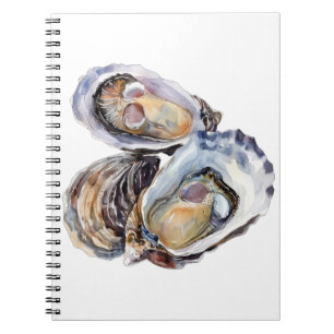 Vibrant watercolor oysters illustration notebook