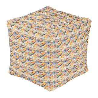 Vibrant Watercolor Paint Pattern Pouf