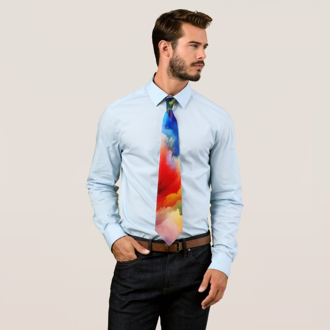 Vibrant watercolor painting background artist neck tie (In Situ)