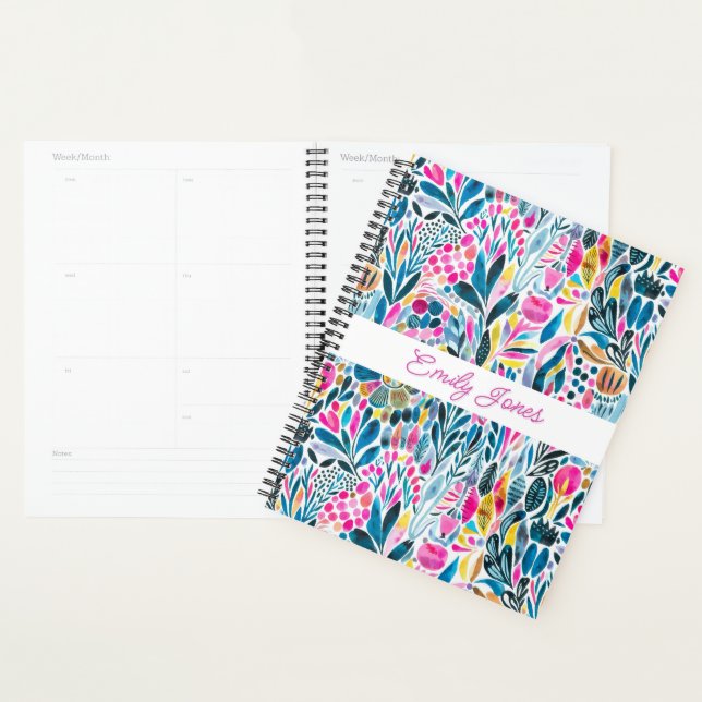 Vibrant Watercolor Pattern with Personalized Text Planner (Display)