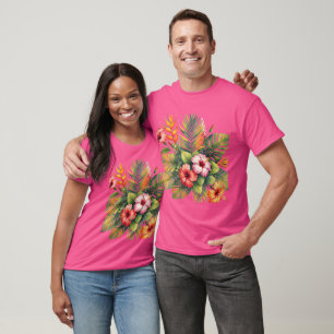 Vibrant Watercolor Tropical Floral Design - Hibisc T-Shirt