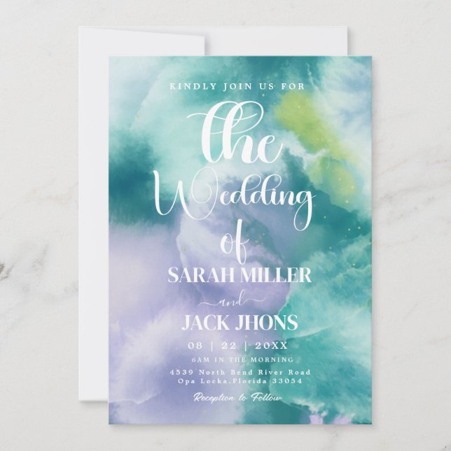Vibrant  Watercolor Wedding Invitation (Front)