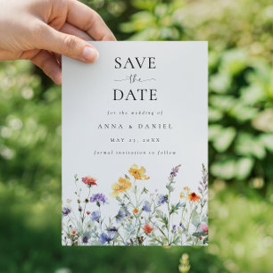 Vibrant Watercolor Wildflower Wedding Save The Date