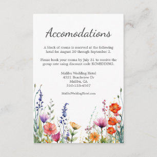 Vibrant Watercolor Wildflowers Wedding Hotel Enclosure Card