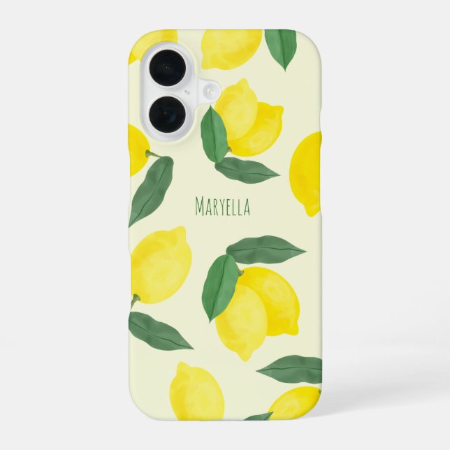 Vibrant Watercolor Yellow Lemons  iPhone Case (Back)