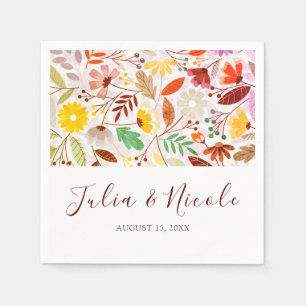 Vibrant Watercolors Summer Tulip Flowers Wedding Napkins