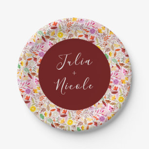 Vibrant Watercolors Summer Tulip Flowers Wedding Paper Plates