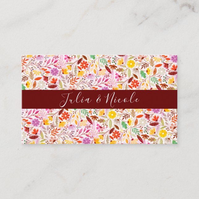 Vibrant Watercolors Summer Tulip Flowers Wedding Place Card (Front)