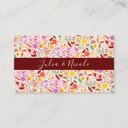 Vibrant Watercolors Summer Tulip Flowers Wedding Place Card