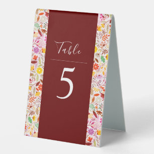 Vibrant Watercolors Summer Tulip Flowers Wedding Table Tent